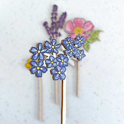 Wooden Wildflower - Forget-Me-Not