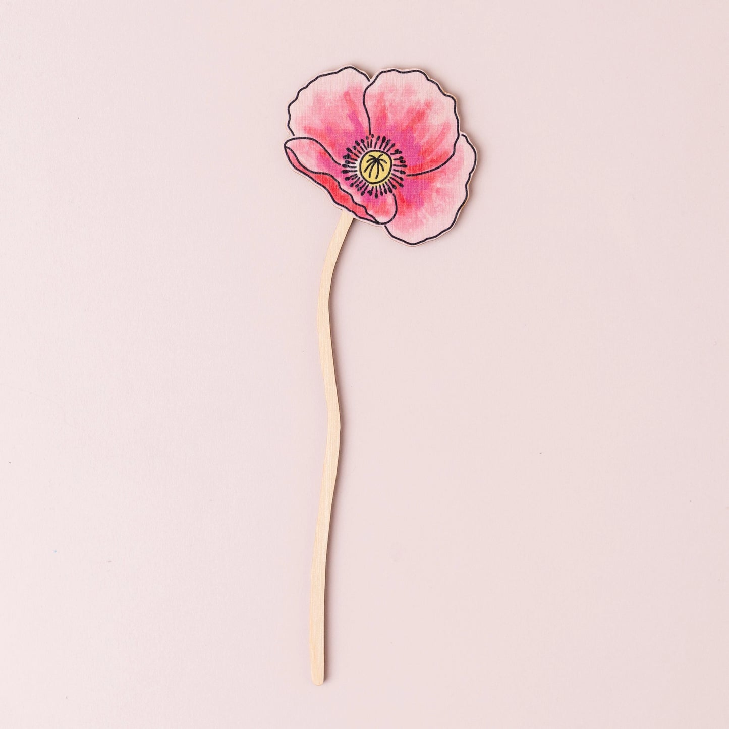 Wooden Wildflower - Poppy