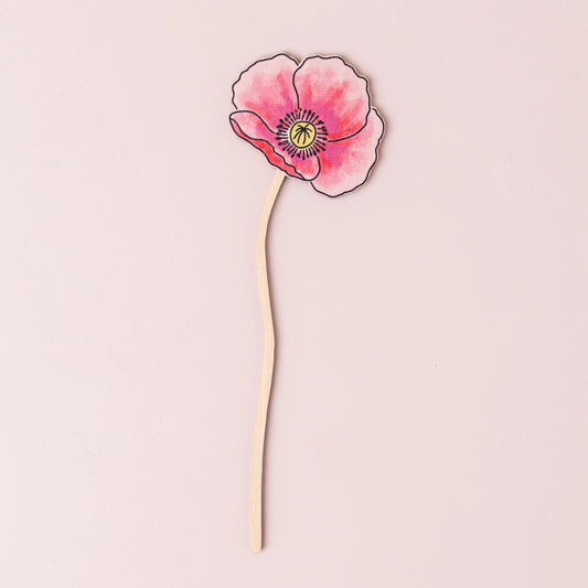 Wooden Wildflower - Poppy