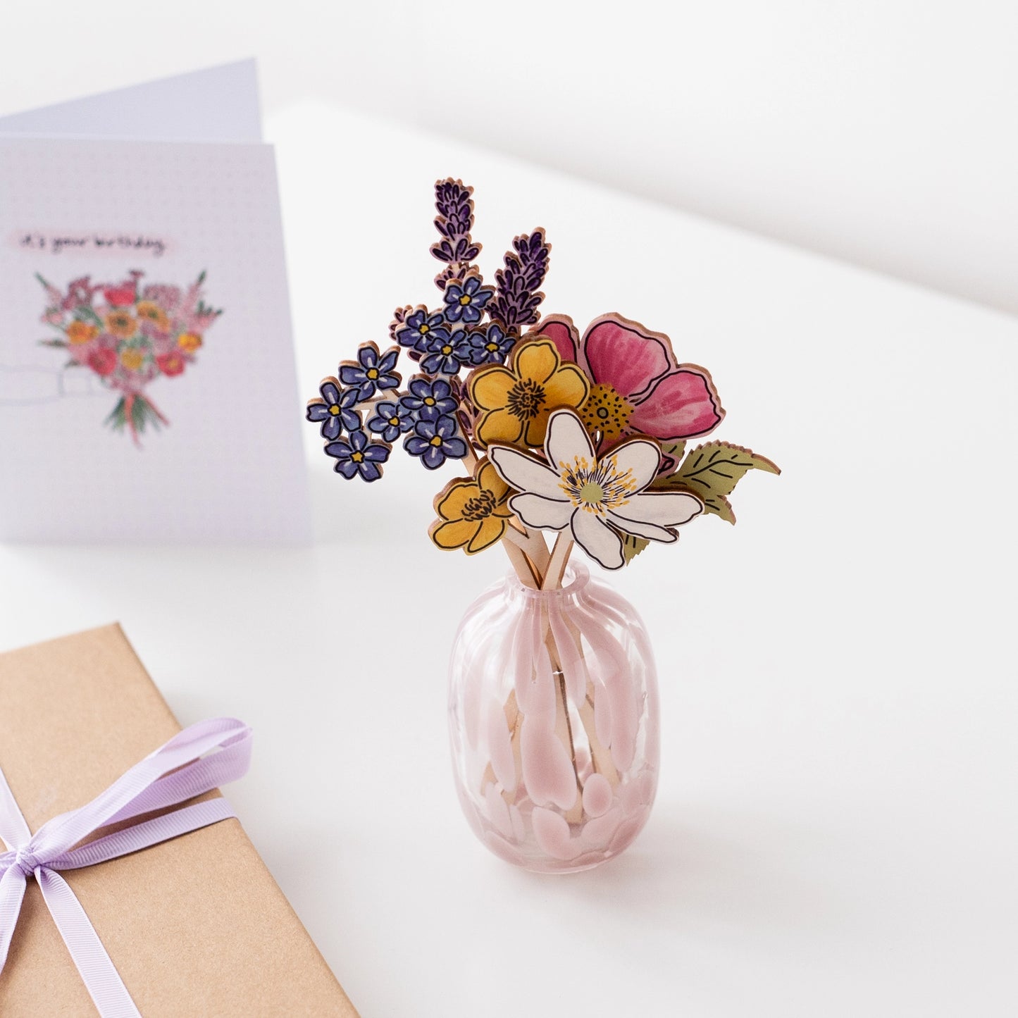 Wooden Wildflower - Forget-Me-Not