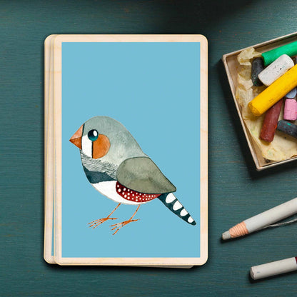 Zebra Finch Wooden Postcard