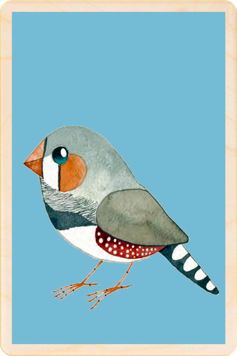 Zebra Finch Wooden Postcard
