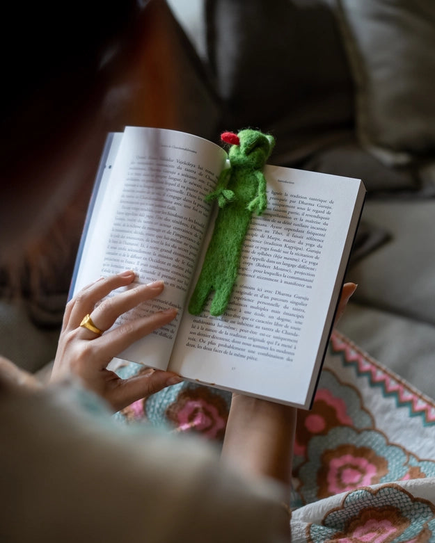 Handmade Felted Frog Bookmark