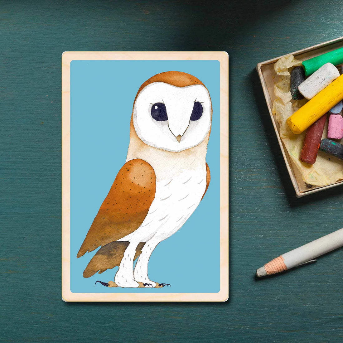 Barn Owl Wooden Postcard