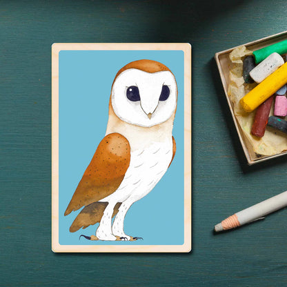 Barn Owl Wooden Postcard