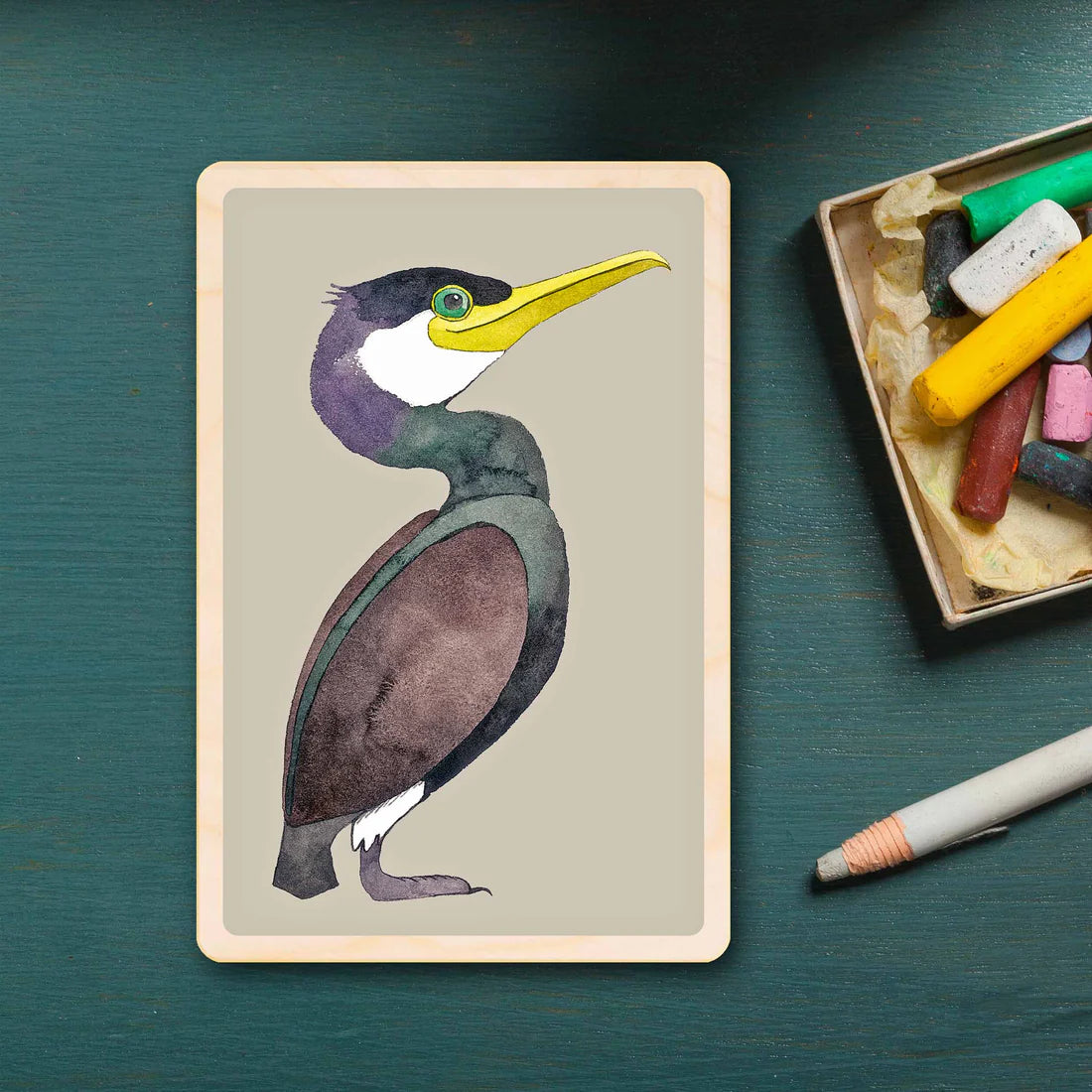 Cormorant Wooden Postcard