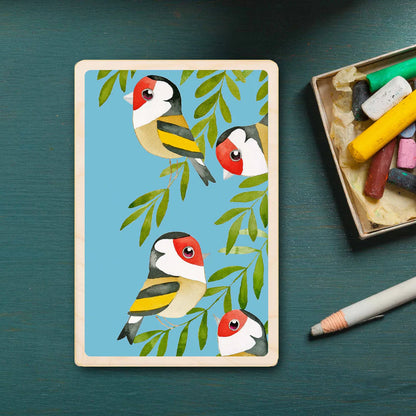 Goldfinches Wooden Postcard