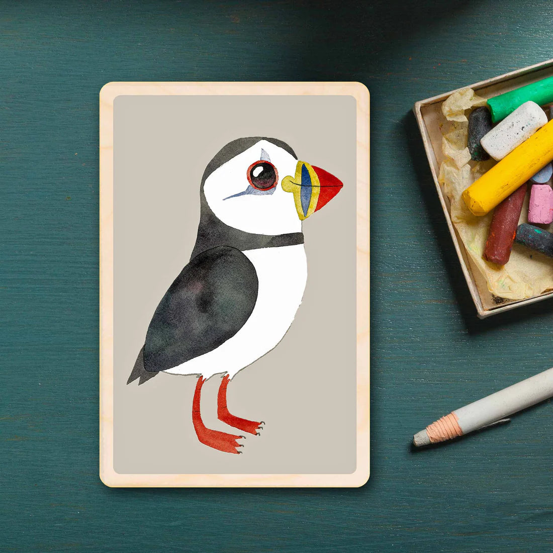 Puffin Wooden Postcard