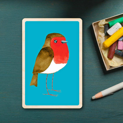 Robin Wooden Postcard