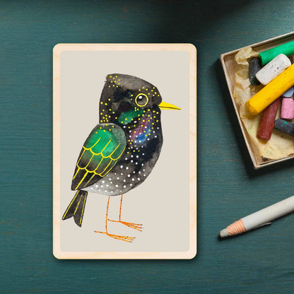 Starling Wooden Postcard