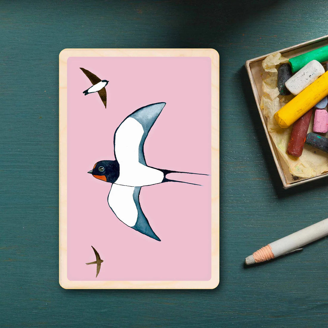 Swallows Wooden Postcard